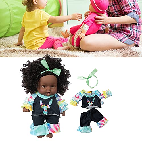 Muñeca Negra Simulada, Muñeca de Niña Negra, Muñeca de Juego para Bebés, Muñecas de Niñas Africanas, Rotación de 360 ​​° para Regalo de Cumpleaños(Antílope teñido anudado Q8-048C)