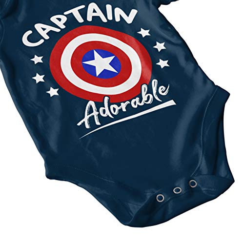 My First 24 Body de bebé divertido de manga corta – Captain Adorable – Body de bebé unisex 100% algodón transpirable – Body regalo para nacimientos de bebé, azul navy, 6-12 Meses