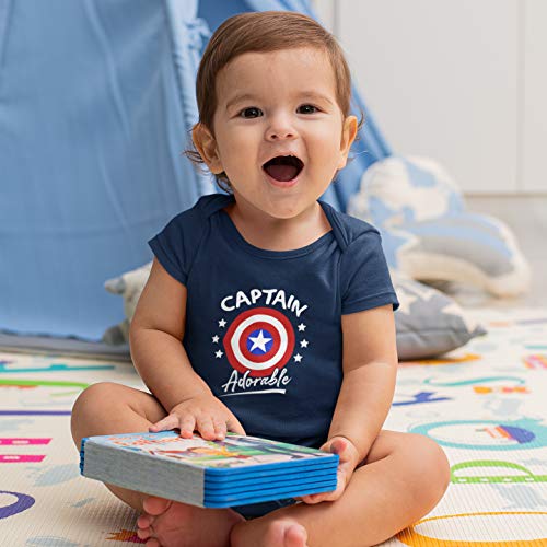 My First 24 Body de bebé divertido de manga corta – Captain Adorable – Body de bebé unisex 100% algodón transpirable – Body regalo para nacimientos de bebé, azul navy, 6-12 Meses