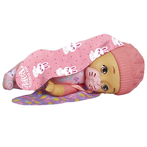 My Garden Baby Mi primer bebé conejito Rosa Muñeco de juguete con manta y chupete, regalo para niñas y niños +18 meses (Mattel HGC10)