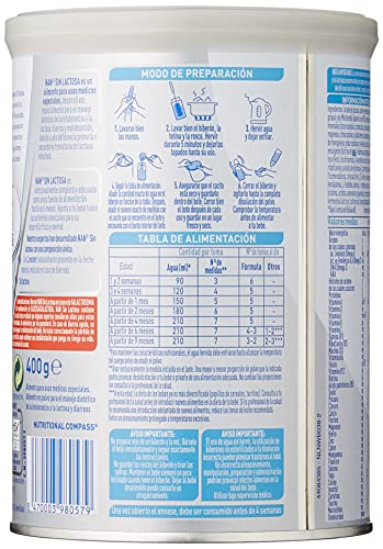 Nan ExpertPRO sin lactosa- Tratamiento dietético de lactantes y niños con intolerancia a la lactosa, frecuentemente asociada a trastornos diarreicos, 400 g