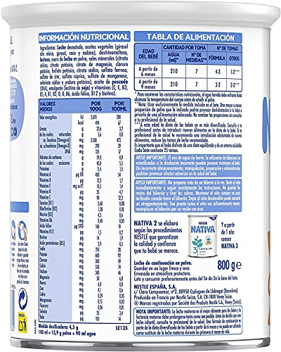 NATIVA Leche De Continuación A Partir De Los 6 Meses X800g, 3 Unidad