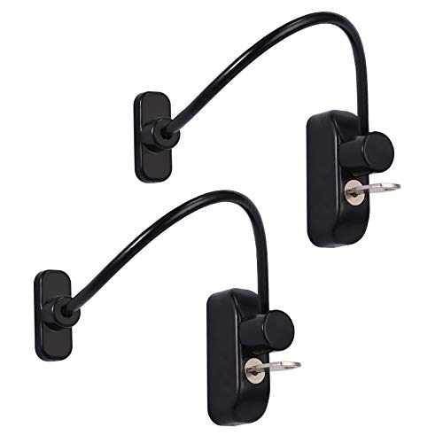 Neoteck 2 pcs Seguridad para Ventana/Puerta Cierre de Seguridad para Niño Restrictor de Ventana Cable de Bloqueo para Niños Bebés Familia Aplicaciones Públicas y Comerciales-Negro