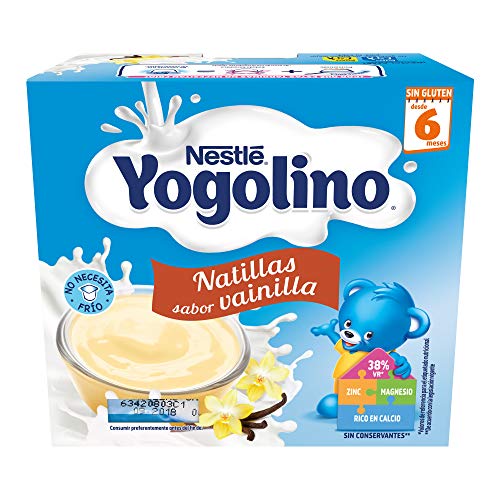 Nestlé Iogolino - Alimento infantil, natillas con galleta - Paquete de 4 x 100 gr - Total: 400 gr - , Pack de 6