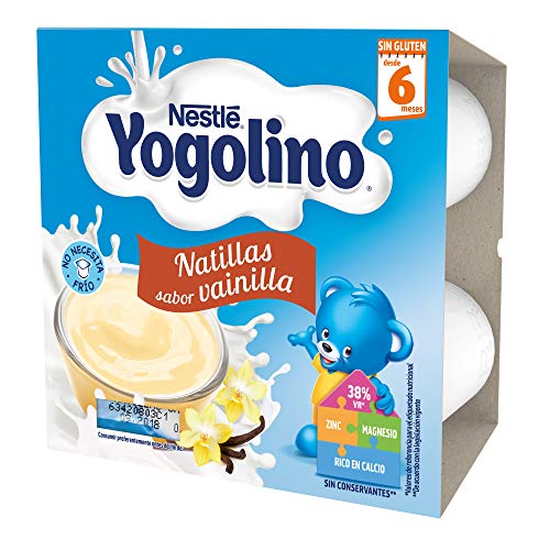 Nestlé Iogolino - Alimento infantil, natillas con galleta - Paquete de 4 x 100 gr - Total: 400 gr - , Pack de 6