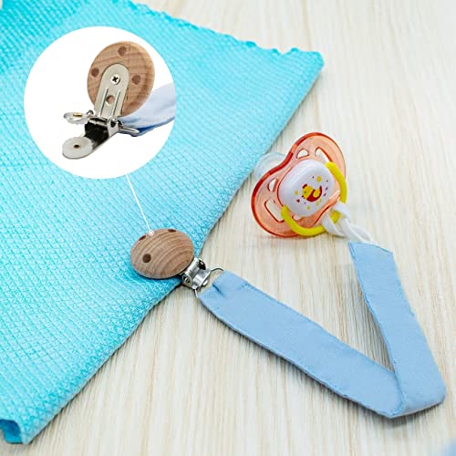 NICEKOOL® Cadenas para Chupetes - Chupetes de Clip Bebé 9 en 1, 4 Clips para Chupete de Babies de algodón Madera, 4 Caja de Chupete, 1 Cordón bolsa, Chupetero Bebé Infante Niños y Niñas, 30 CM