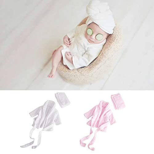 Nicoone Bata de baño para bebé recién nacido suave franela toalla manta ropa de dormir fotografía accesorios foto infantil sesión de fotos traje albornoz toalla de baño conjunto