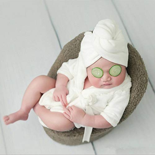 Nicoone Bata de baño para bebé recién nacido suave franela toalla manta ropa de dormir fotografía accesorios foto infantil sesión de fotos traje albornoz toalla de baño conjunto