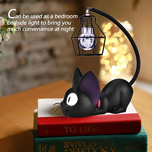 Nikou Luz de la Noche del Gato - lámpara de Mesa Linda, Regalo de la decoración de la Tabla del Sitio de la lámpara del Arte de la Resina (Color : Black Eyes)