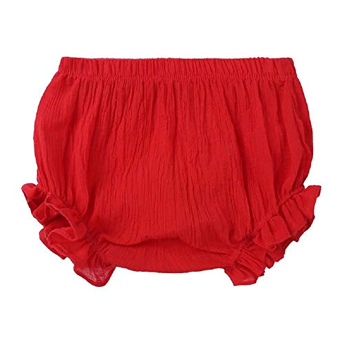 Niños Bebé Chica Sólido Pantalones Cortos Bottoms Encaje Corto PP Pantalón Algodón Lino Bloomers Verano Bragas, rosso, 18 meses