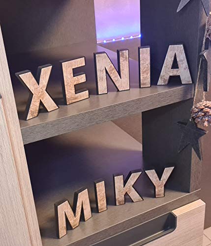 NivellPublicitari Letras Decorativas - Letras Madera en PVC - Letras Pared - Letras Nombres - Nombre Personalizado - Texto Personalizado… (6 x 8 cm, Perfil Negro)