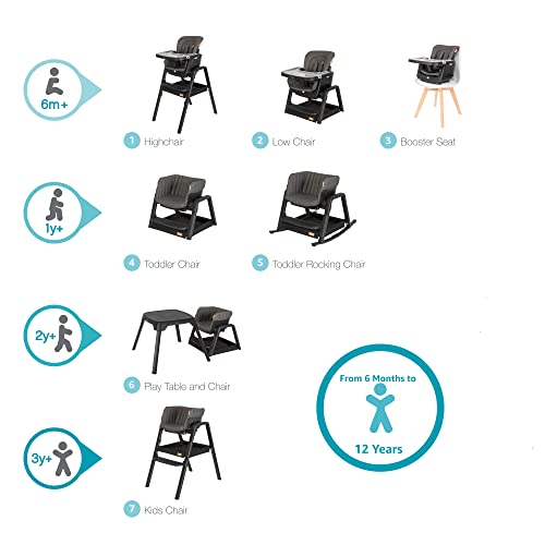 Nova Evolutionary Trona - Tutti Bambini - 7 modos ajustables desde el recién nacido hasta el asiento de niño - De nacimiento a 12 años plegable rápido, estuche de viaje (negro)