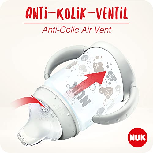 NUK First Choice+ - Biberón para aprender a beber de 6 a 18 meses, 150 ml, indicador de control de temperatura, boquilla antigoteo, asas ergonómicas, sin BPA, unicornio