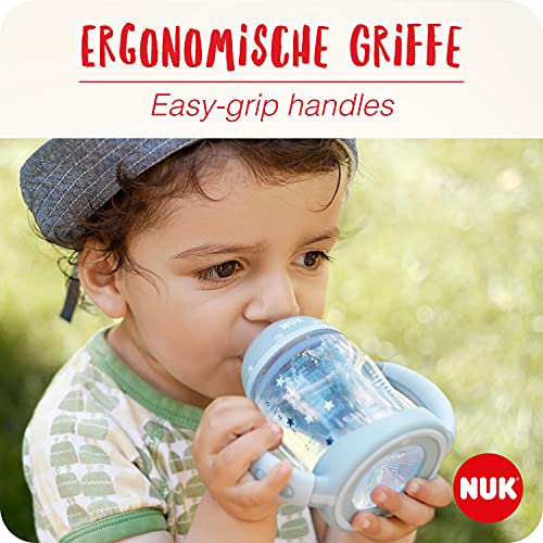 NUK First Choice+ - Biberón para aprender a beber de 6 a 18 meses, 150 ml, indicador de control de temperatura, boquilla antigoteo, asas ergonómicas, sin BPA, unicornio