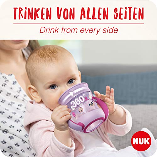 NUK - NUK Mini Magic Cup taza para sorber | Borde a prueba de derrames de 360° | +6 meses | Asas para facilitar la sujeción | Sin BPA | 160 ml | Tortuga (transparente)