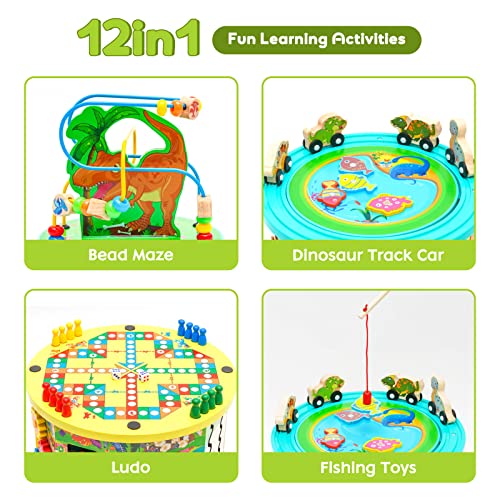 NUKied Cubo de Actividades Bebe 11 en 1 - Juguetes Montessori 1 Años,Juguete de Madera del Rompecabezas del ábaco del Laberinto de la Multiplicación del Niño Pequeño