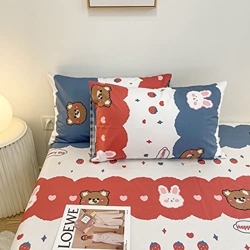 Nuoxuan SáBana,SáBana Bajera Y Funda De Almohada con Estampado De AlgodóN, Protector De ColchóN Individual, Doble, King para Dormitorio De NiñOs,Blanco 13,120 * 200 Cm (2 Uds)