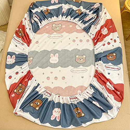 Nuoxuan SáBana,SáBana Bajera Y Funda De Almohada con Estampado De AlgodóN, Protector De ColchóN Individual, Doble, King para Dormitorio De NiñOs,Blanco 13,120 * 200 Cm (2 Uds)