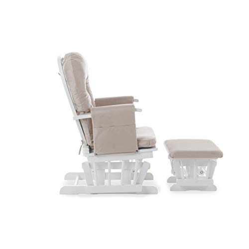 Obaby Sillón y taburete reclinables, color blanco con cojín de arena