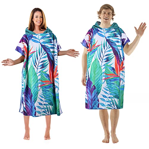 OBOVO Bata Cambiador Toalla Poncho Tamaño Universal para Mujeres Hombres, Toalla de Playa de Microfibra con Patrón Especial para Baño, Surf Cambiador Toalla de Natación al Aire Libre y Bata 90x110cm