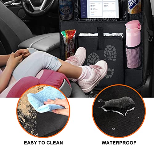 opamoo Organizador Coche, Organizador Asiento Coche 2 Pack Impermeable Organizadores para Coche Universal Multi-Bolsillo Protector Asiento Trasero Coche Niños Kick Mats con Sorporte iPad 10,1"