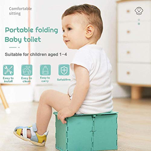 Orinal para Bebé, Inodoro de Viaje Plegable Portátil Al Aire Libre con Forros y Bolsa de Almacenamiento para Niños Pequeños/Niños, Asiento de Entrenamiento para Orinal, Entrenador, Ahorro de Espacio