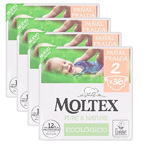 Pack ahorro ?Pañales T2 (3-6 kg) Moltex Pure & Nature 144 Uds