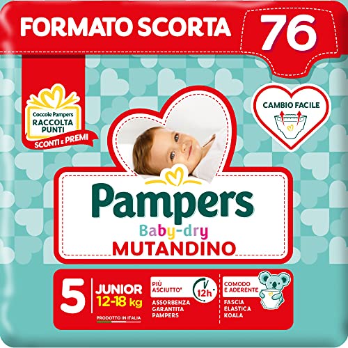 Pampers Baby Dry - Braga infantil, 76 pañales, talla 5 (12-18 kg)