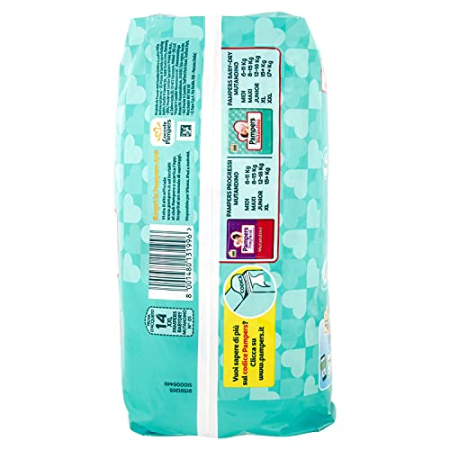 Pampers Baby Dry - Braguitas XXL para bebé, talla 7, 17 + kg, 14 unidades