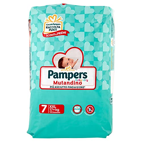 Pampers Baby Dry - Braguitas XXL para bebé, talla 7, 17 + kg, 14 unidades