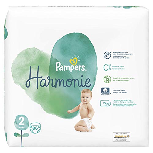 Pampers Harmonie Talla 2 86 Pañales 4-8 kg – Pack de 2