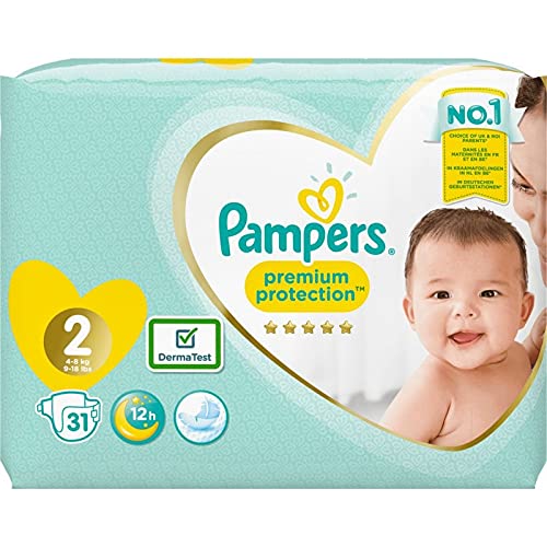 Pampers - Premium Protection New Baby, Multi, Talla 2 4-8 Kg, 30 Pañales