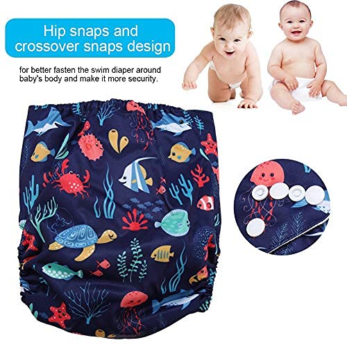 Pañal de Natación para bebes Bañador Calico Swim Diaper Baby Infant Snap Absorbente Lavable Swimsuit Pañal Reutilizable Swim Pañal Para Niñas, Niños Clases De Natación, Talla Única Todos(#5)