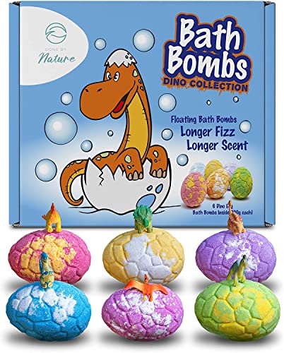 Paquete de 6 bombas de baño Dino Egg con dinosaurio sorpresa en el interior! 100% seguro para niños!