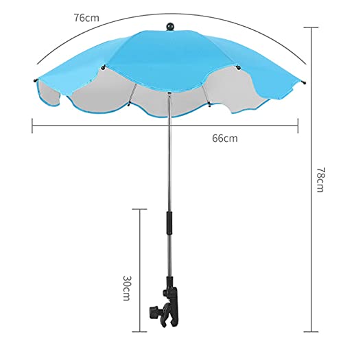 Parasol para Cochecito,Sombrilla Universal Carrito de Bebé para Protección UV,Parasol coche infantil lateral lateral grande,Paraguas universal para cochecito de bebé 78 * 49cm (Azul)