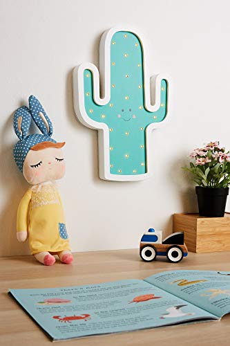 Pauleen 48048 Lámpara infantil de pared Lovely Cactus Lamp cactus Lámpara para habitación infantil LED inalámbrica, con interruptor de palanca