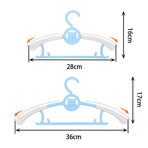 Perchas Infantiles, JSF Juego de 20 Perchas Apilables con Ganchos de Osito, Antideslizantes, Ajustable 29-37CM para Ropa Infantil, Ropa de Bebé, Ahorro de Espacio (Amarillo+ Blanco)