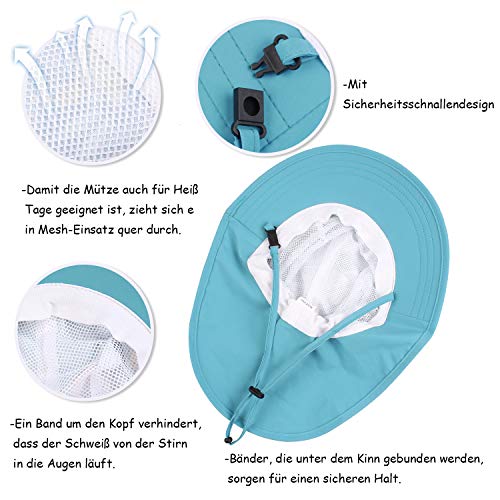 Pesaat Sombrero para el Sol para bebé niña con protección UV con protección para la Nuca Gorro de Verano para niños Paraíso de Playa Large（Paraíso de Playa,3-12 Meses）