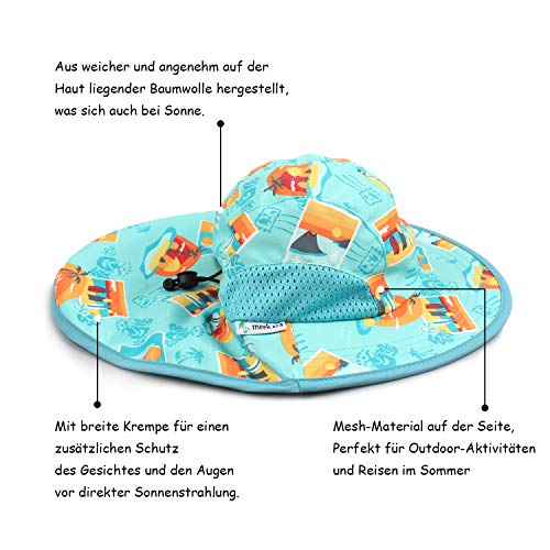 Pesaat Sombrero para el Sol para bebé niña con protección UV con protección para la Nuca Gorro de Verano para niños Paraíso de Playa Large（Paraíso de Playa,3-12 Meses）