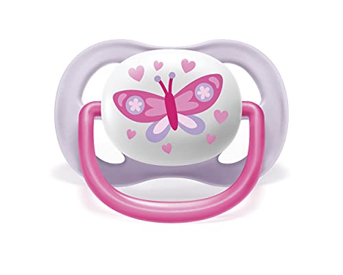 Philips Avent Scf080/02 Paquete De 2 Chupetes Ultra Air, 0-6 Meses, Tetina Blanda, color Rosa Y Malva