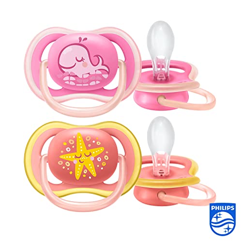 Philips Avent Ultra Air SCF085/04 Chupete, Escudo Ligero, Diseñado para Proporcionar el Flujo de Aire con Orificios que Mantienen la Piel de tu Bebe Seca