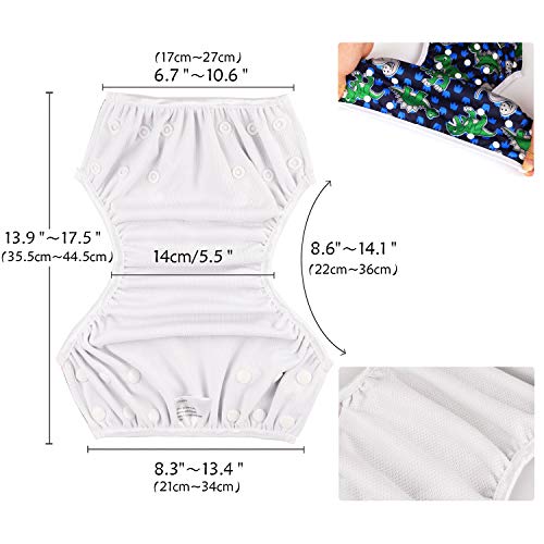 PHOGARY Pañal Bañador (2 Piezas) Pañal De Natar Pantalones De Entrenamiento, Pañales De Baño Para Niños Niñas 0-3 Años (3-15kg), Robot + Dinosaurio