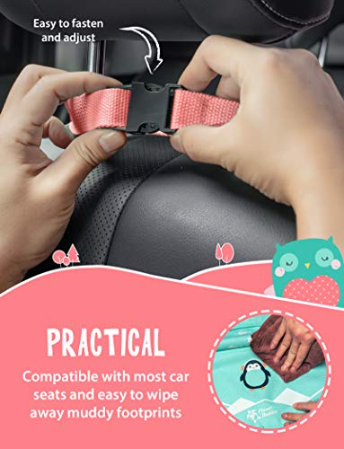 Planet Buddies Funda para Asiento de Coche con Soporte para Tableta de hasta 10,2 Pulgadas, Accesorios de Coche, Organizador de Coche para Juguetes, Tabletas, Botellas, Olive Búho