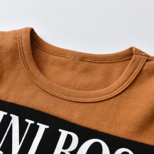 Planooar Conjuntos de ropa de bebé Conjuntos de ropa de bebé Camiseta de manga larga con estampado de letras Top + Pantalones Ropa (0-6 meses) Marrón