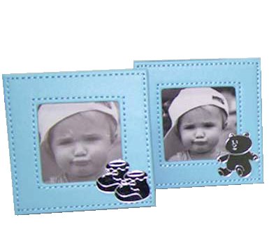 Portafoto para bautizo en piel GRABADO con nombre y fecha. Pack 10 unidades