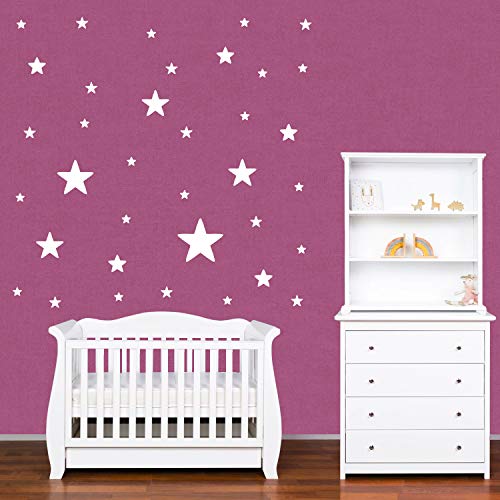 PREMYO 36 Estrellas Pegatinas Pared Infantil - Vinilos Decorativos Habitación Bebé Niños - Fácil de Poner Blanco