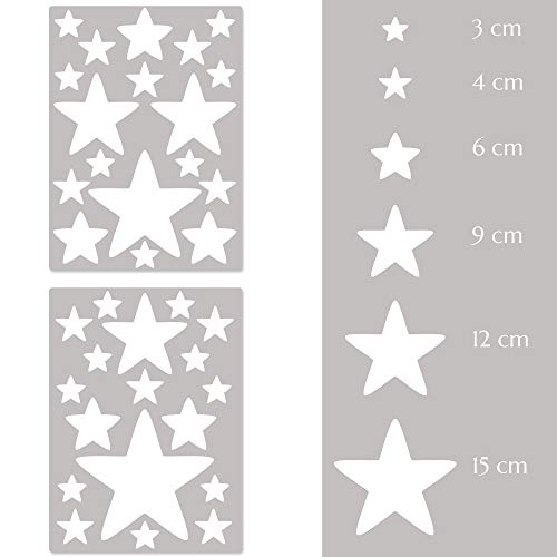 PREMYO 36 Estrellas Pegatinas Pared Infantil - Vinilos Decorativos Habitación Bebé Niños - Fácil de Poner Blanco