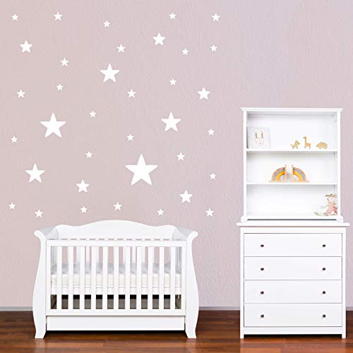 PREMYO 36 Estrellas Pegatinas Pared Infantil - Vinilos Decorativos Habitación Bebé Niños - Fácil de Poner Blanco