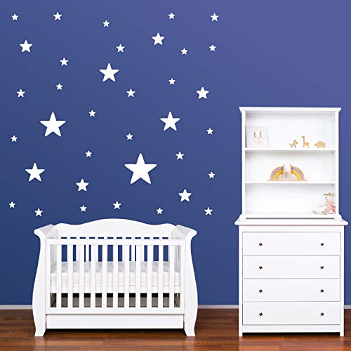 PREMYO 36 Estrellas Pegatinas Pared Infantil - Vinilos Decorativos Habitación Bebé Niños - Fácil de Poner Blanco