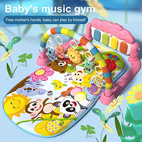 primrosely Kick & Play Piano Gym Center - Esterilla de juegos para bebé, con música, gimnasio eléctrico de la selva con sonajeros y peluches para recién nacidos, niñas y niños a partir de 0 años